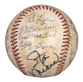 Hall of Famers Multi-Signed OAL Cronin Baseball With 21 Signatures Including Paige, Musial, Bell, and Spahn (PSA/DNA)